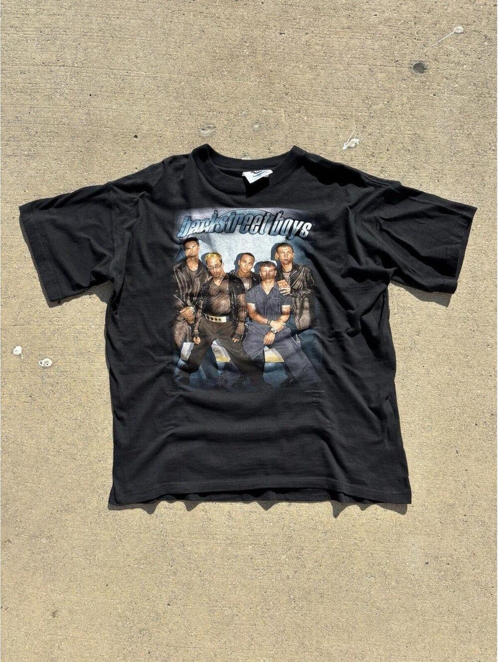 1998 Backstreet Boys Tour Black Graphic T-Shirt Size XL